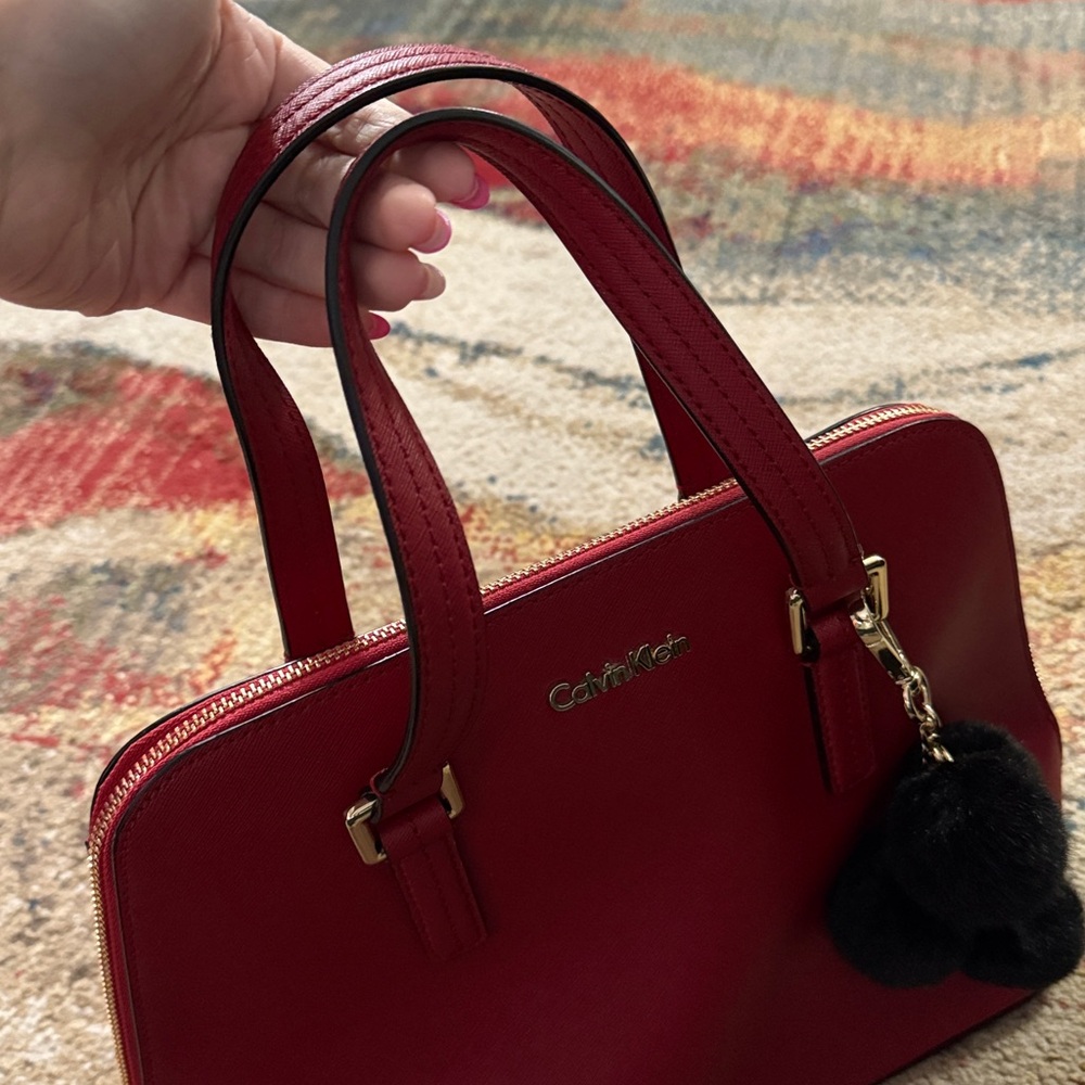 Calvin Klein Saffiano Leather Satchel - Picture 6 of 13
